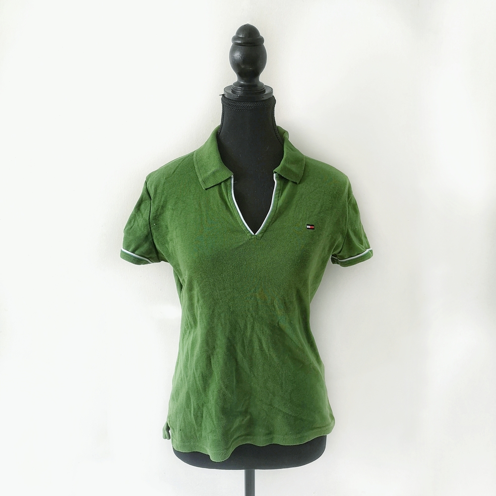 💮2/$50💮 Tommy Hilfiger Moss Green Buttonless Short Sleeve Polo